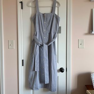 Everlane Seersucker Apron Dress Size 12 NWT